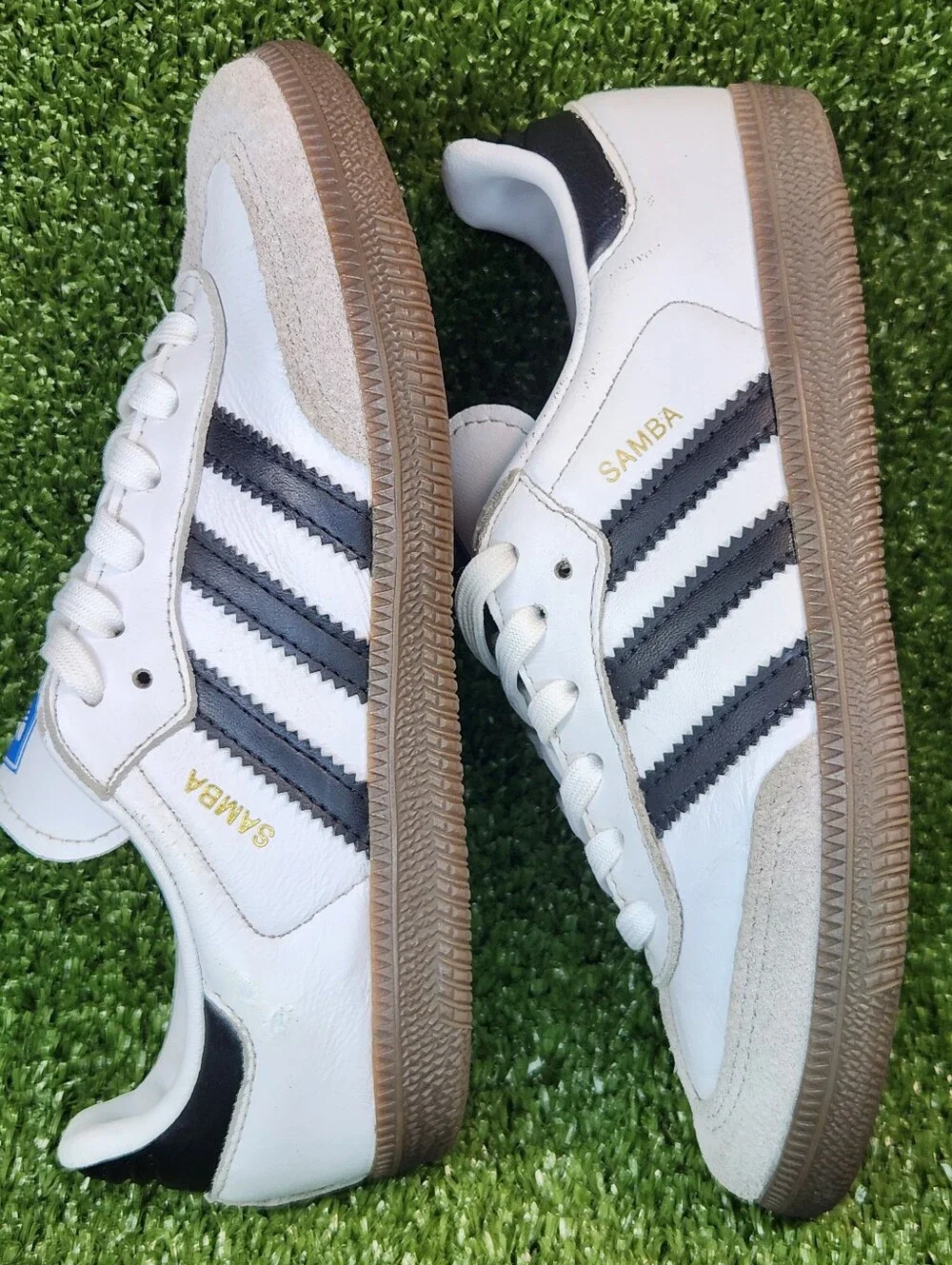 Adidas Samba GO Kids Boys Classic White Black Leather Shoes Sneakers Size 13K